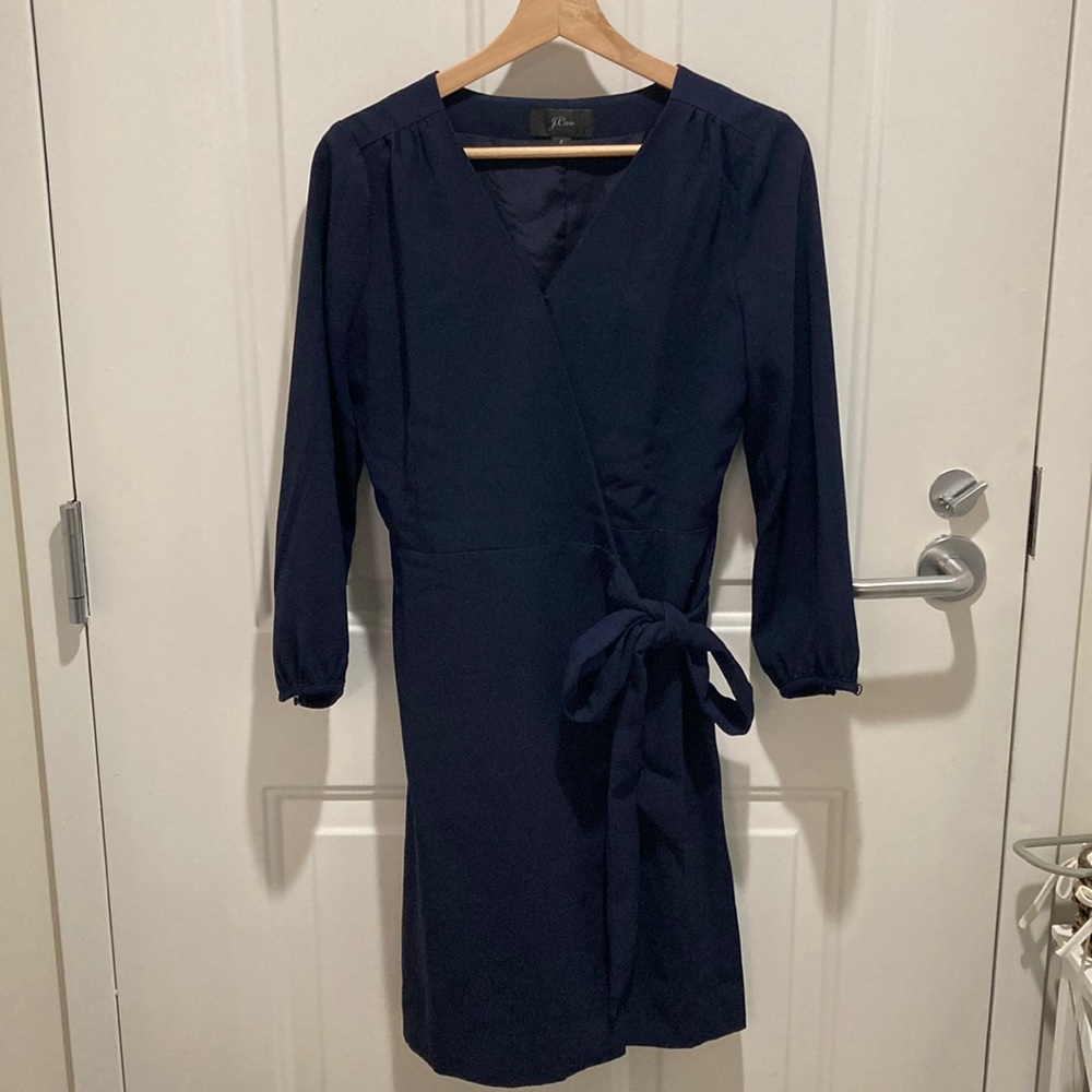 J Crew navy wrap dress